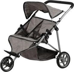 Mamamemo TVILLINGE KLAPVOGN, GRÅ