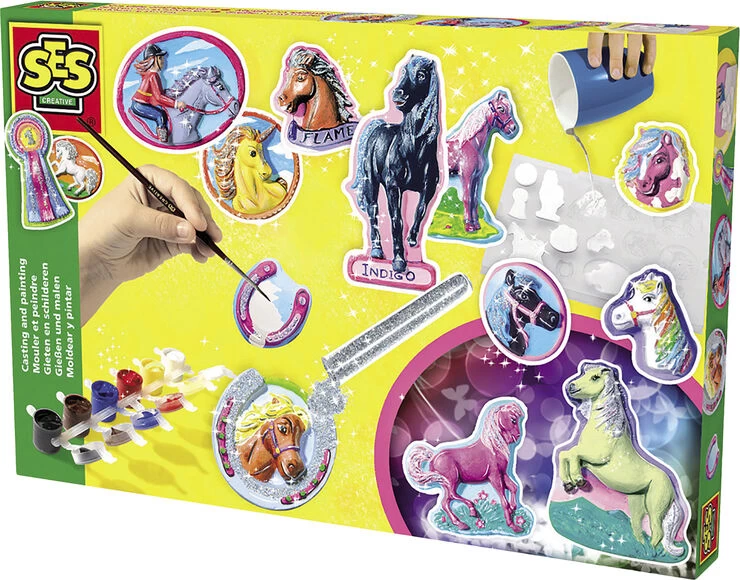 SES Creative - Støb & Mal - Heste Med Glimmer